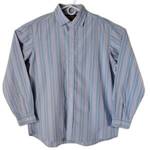 Polo Golf Ralph Lauren Shirt L Pastel Blue/Lavender Striped Long Sleeve Preppy